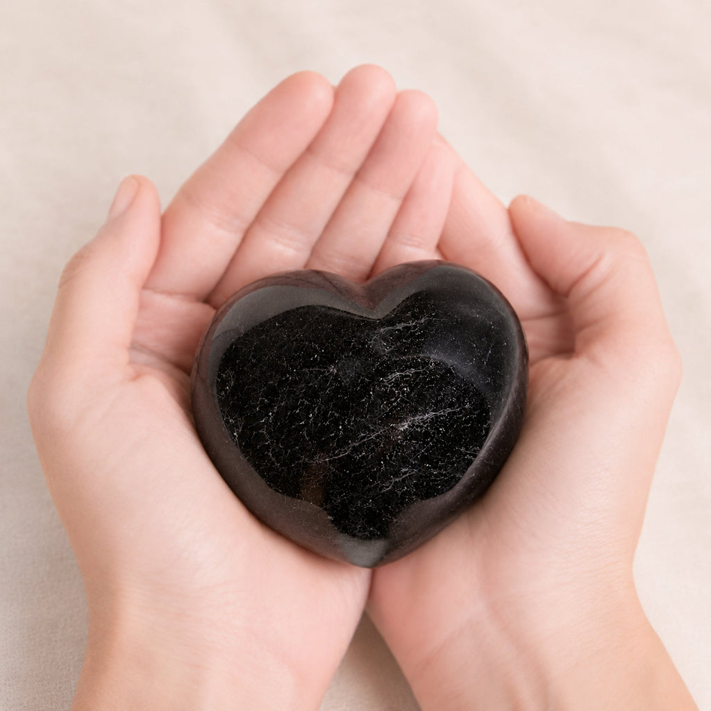 Black Tourmaline Heart - 1 of a Kind - AAA Premium Quality