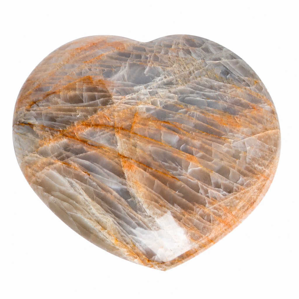 Peach Moonstone Heart - 1 of a Kind