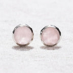 Rose Quartz Silver or Gold Stud Earring