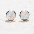 Rainbow Moonstone Silver or Gold Stud Earring