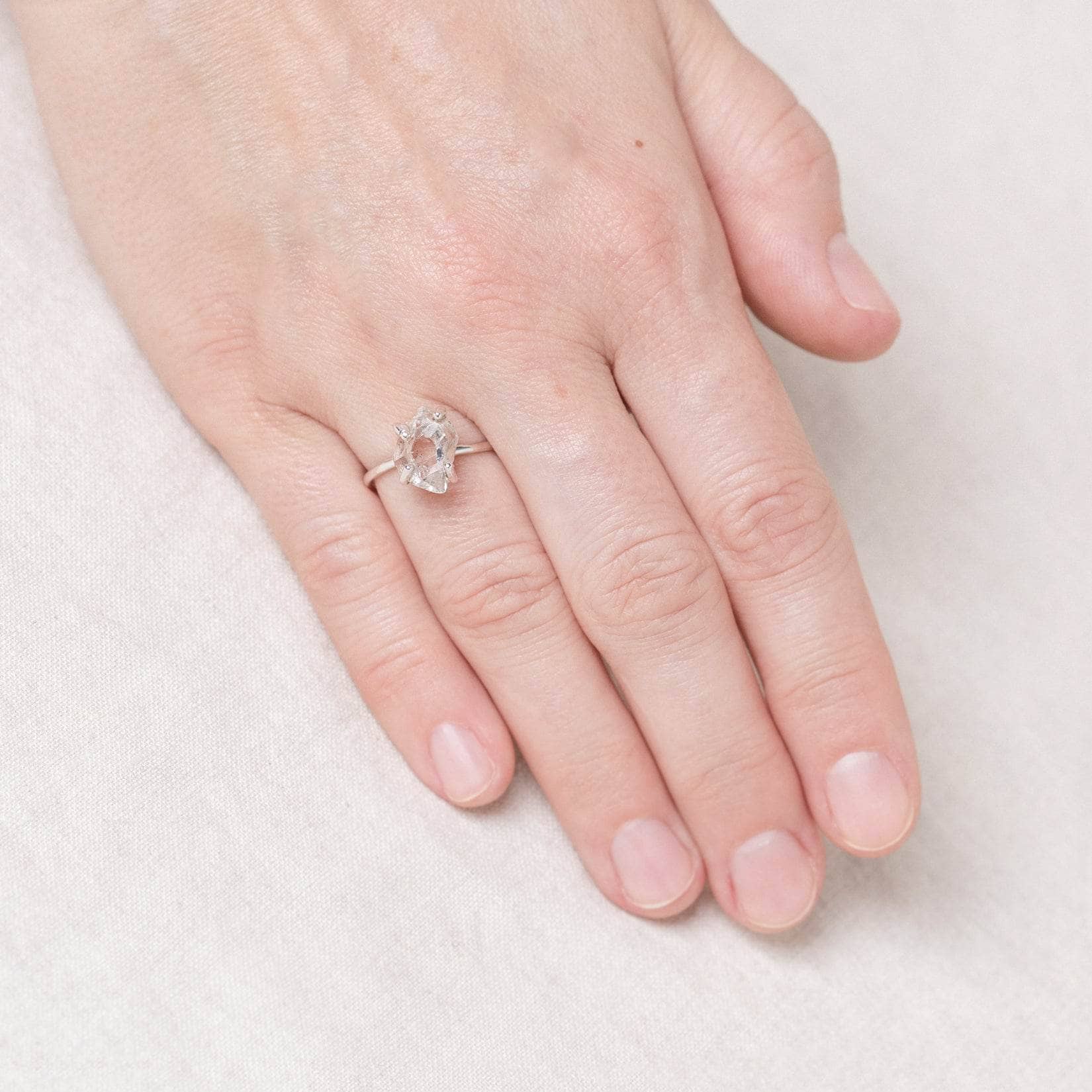 Clear Quartz Raw Freeform Gold or Silver Ring