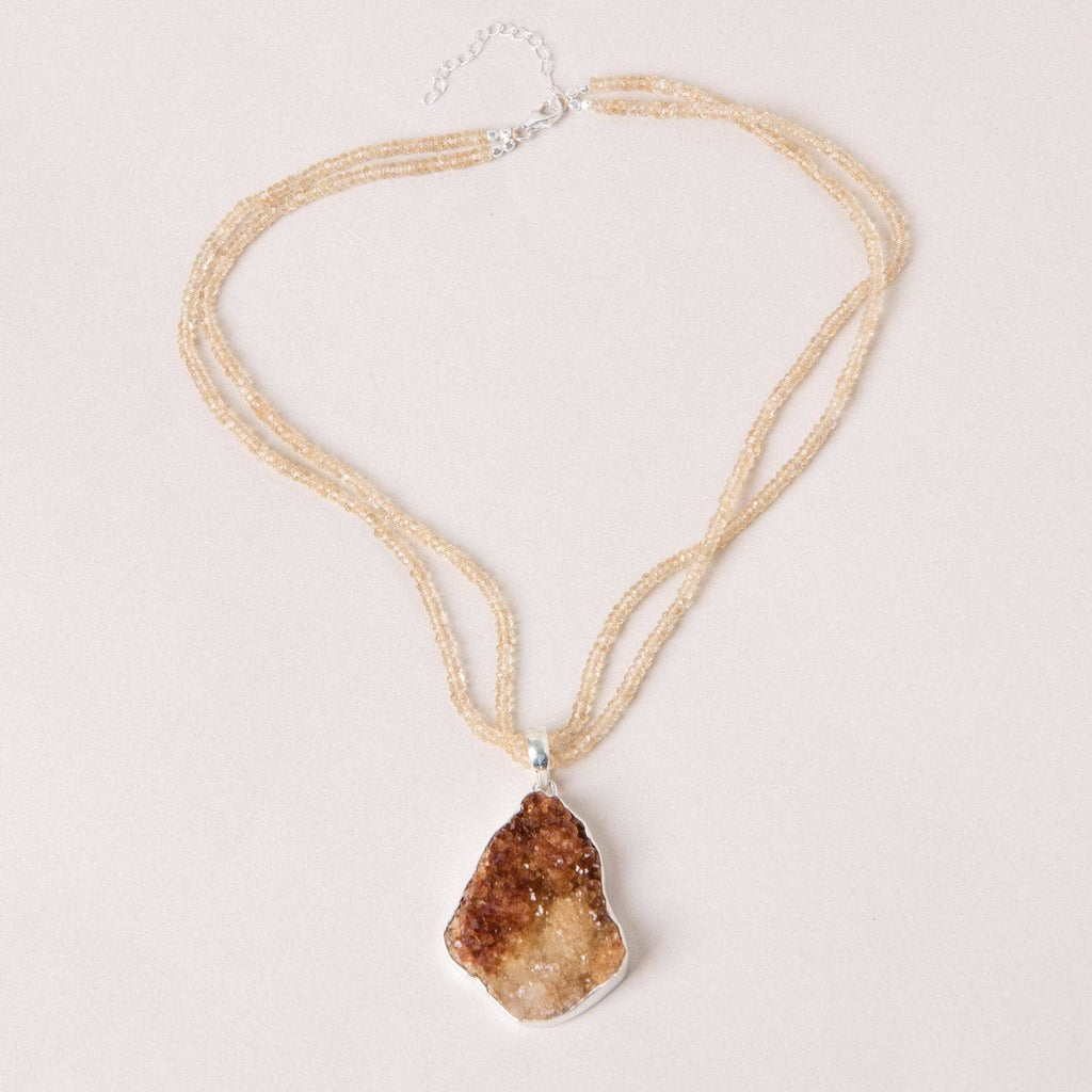 Citrine Druzy Pendant Necklace