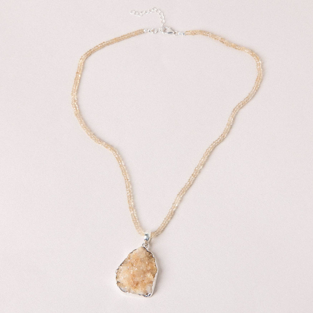 Citrine Druzy Pendant Necklace