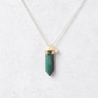 Genuine Malachite Crystal Point Necklace