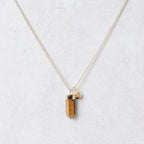 Delicate Tiger Eye Crystal Point Necklace