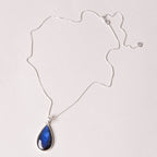 Genuine Labradorite Teardrop Pendant Necklace