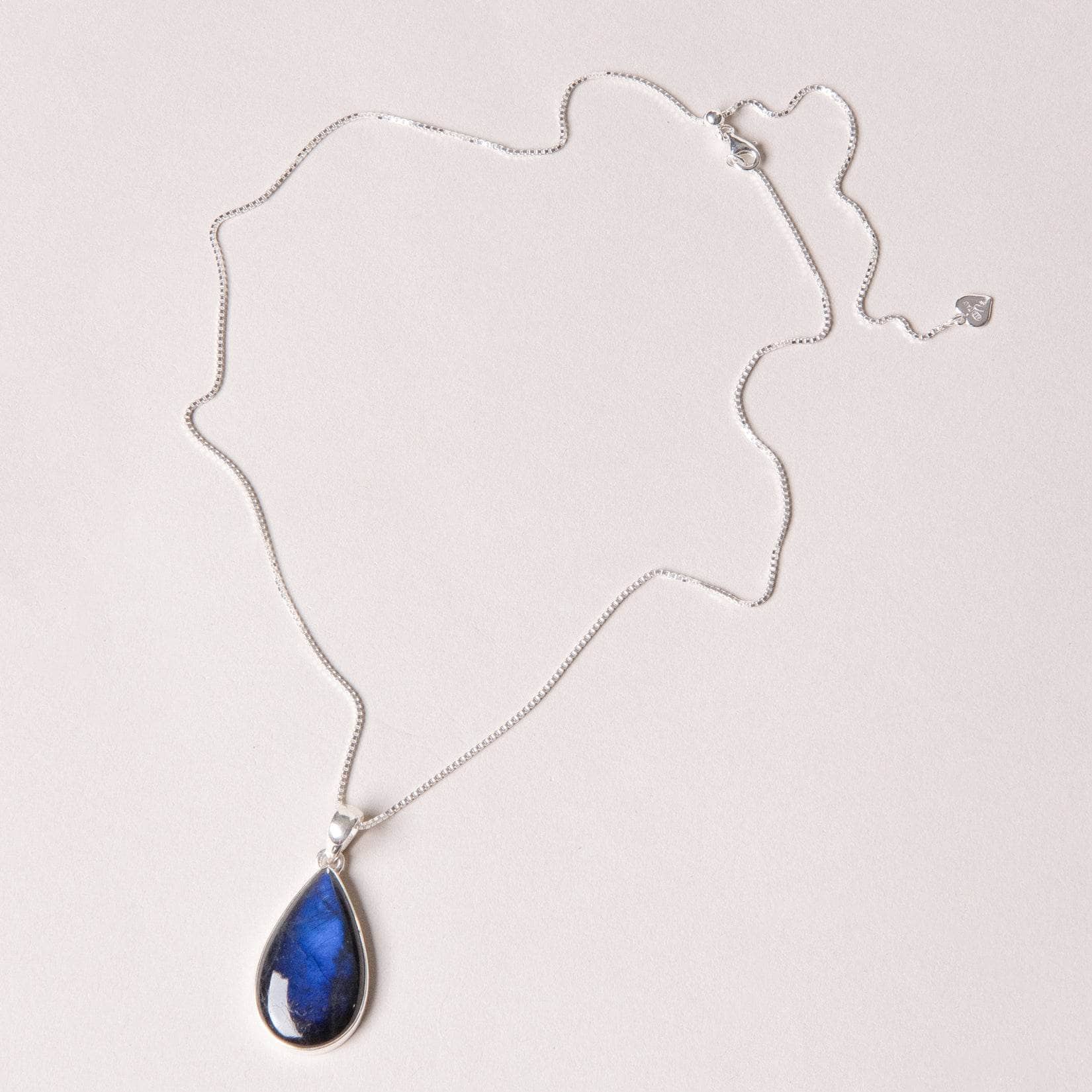 Genuine Labradorite Teardrop Pendant Necklace