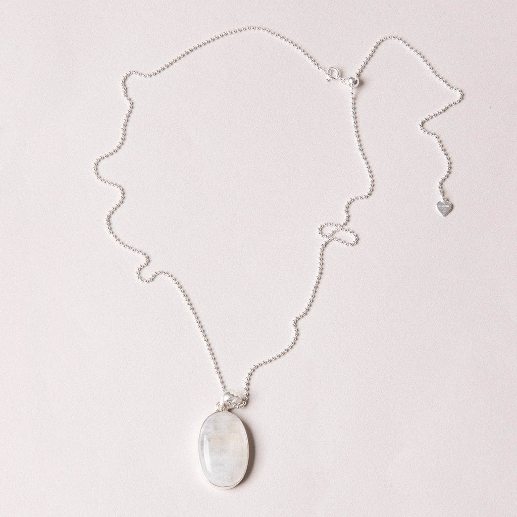 Rainbow Moonstone Oval Pendant Necklace