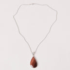 Red Tiger Eye Teardrop Pendant Necklace