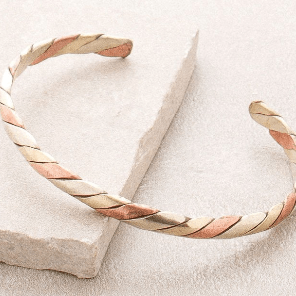 Fair Trade 3 Metal Twisted Bangle
