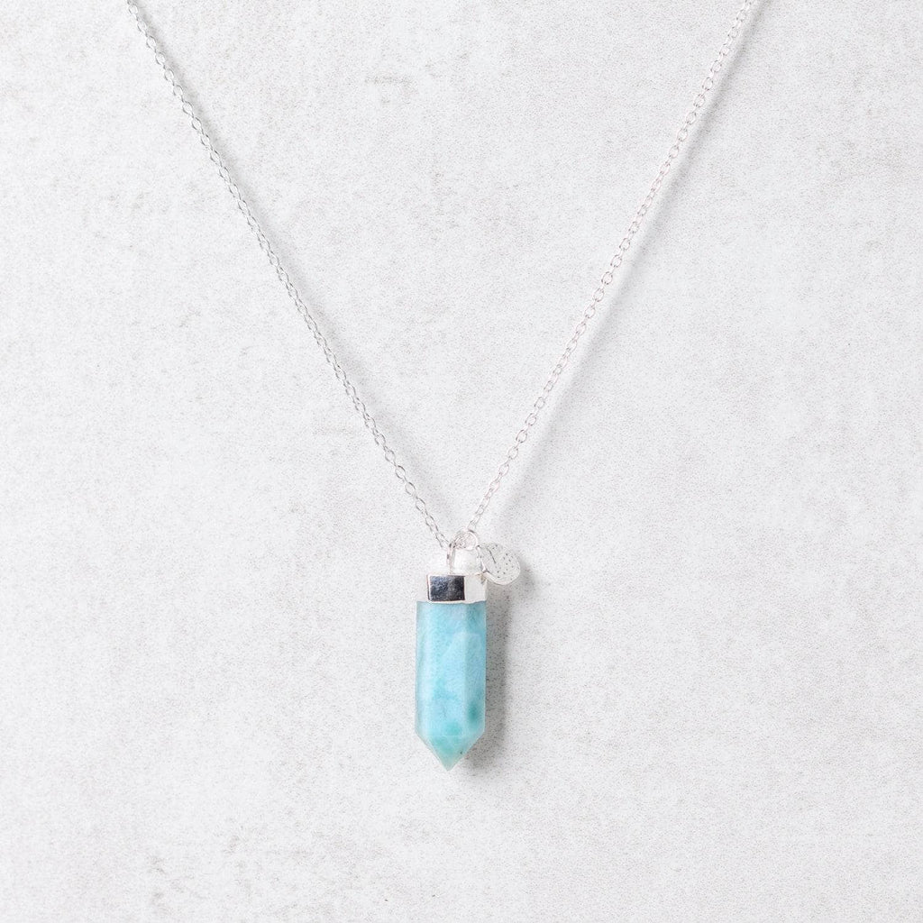 Rare Genuine Larimar Crystal Point Necklace
