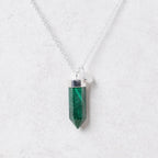 Genuine Malachite Crystal Point Necklace