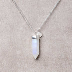 Rainbow Moonstone Crystal Point Necklace