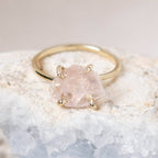Rose Quartz Raw Freeform Gold or Silver Ring