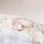 Rose Quartz Raw Freeform Gold or Silver Ring