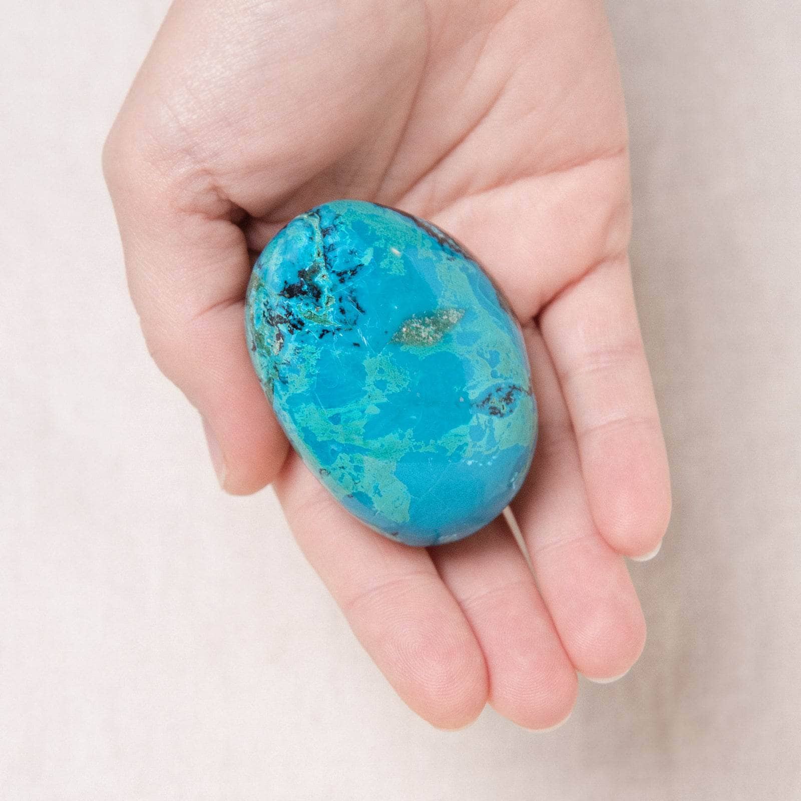 Peruvian Chrysocolla Palm Stone