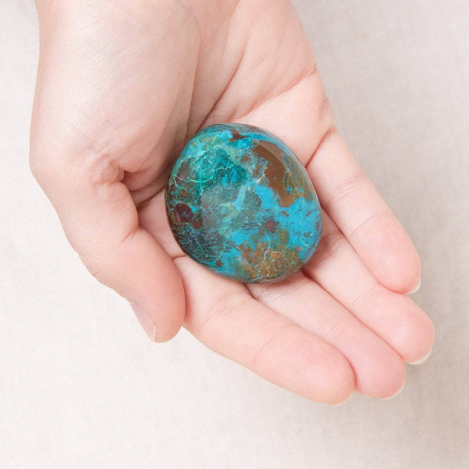 Peruvian Chrysocolla Palm Stone