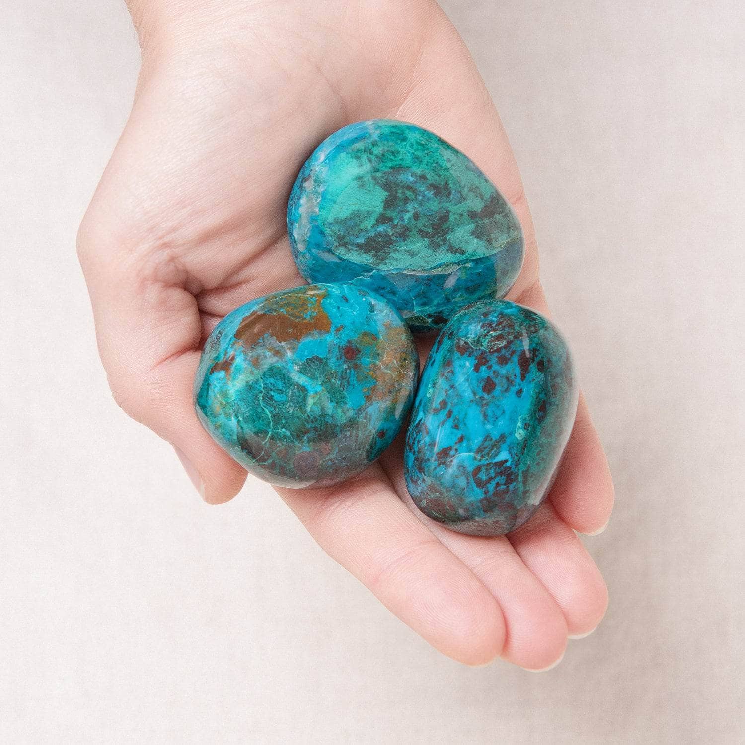 Peruvian Chrysocolla Palm Stone