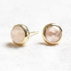 Rose Quartz Silver or Gold Stud Earring