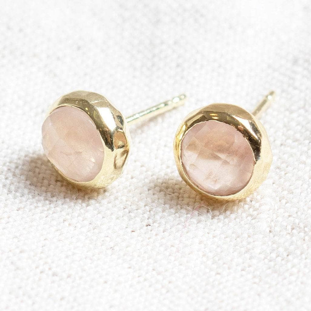 Rose Quartz Silver or Gold Stud Earring