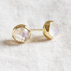 Rainbow Moonstone Silver or Gold Stud Earring