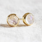 Rainbow Moonstone Silver or Gold Stud Earring