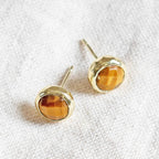 Tiger Eye Silver or Gold Stud Earrings