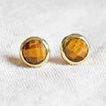 Tiger Eye Silver or Gold Stud Earrings