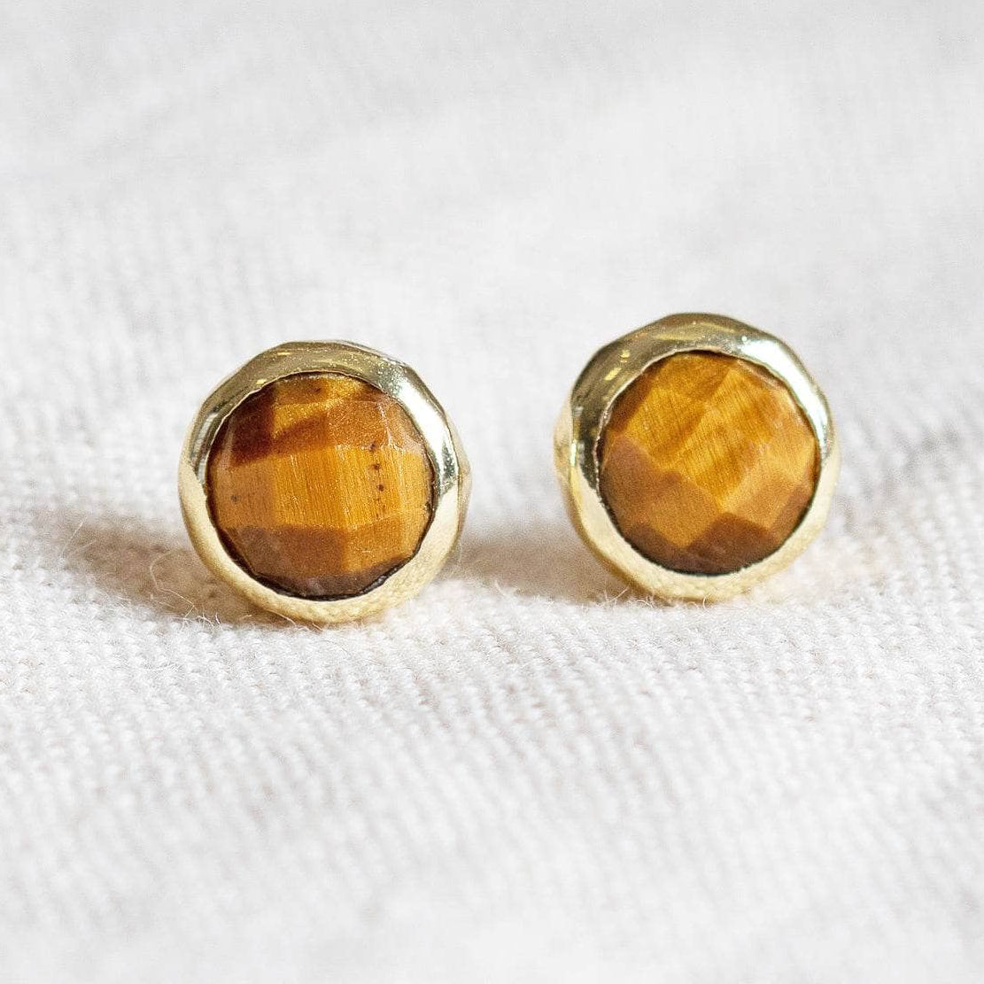 Tiger Eye Silver or Gold Stud Earrings
