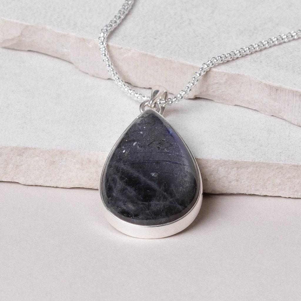 Genuine Labradorite Teardrop Pendant Necklace