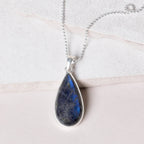 Genuine Labradorite Teardrop Pendant Necklace