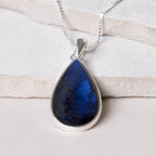 Genuine Labradorite Teardrop Pendant Necklace
