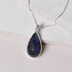 Genuine Labradorite Teardrop Pendant Necklace