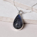 Genuine Labradorite Teardrop Pendant Necklace