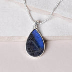 Genuine Labradorite Teardrop Pendant Necklace