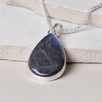Genuine Labradorite Teardrop Pendant Necklace