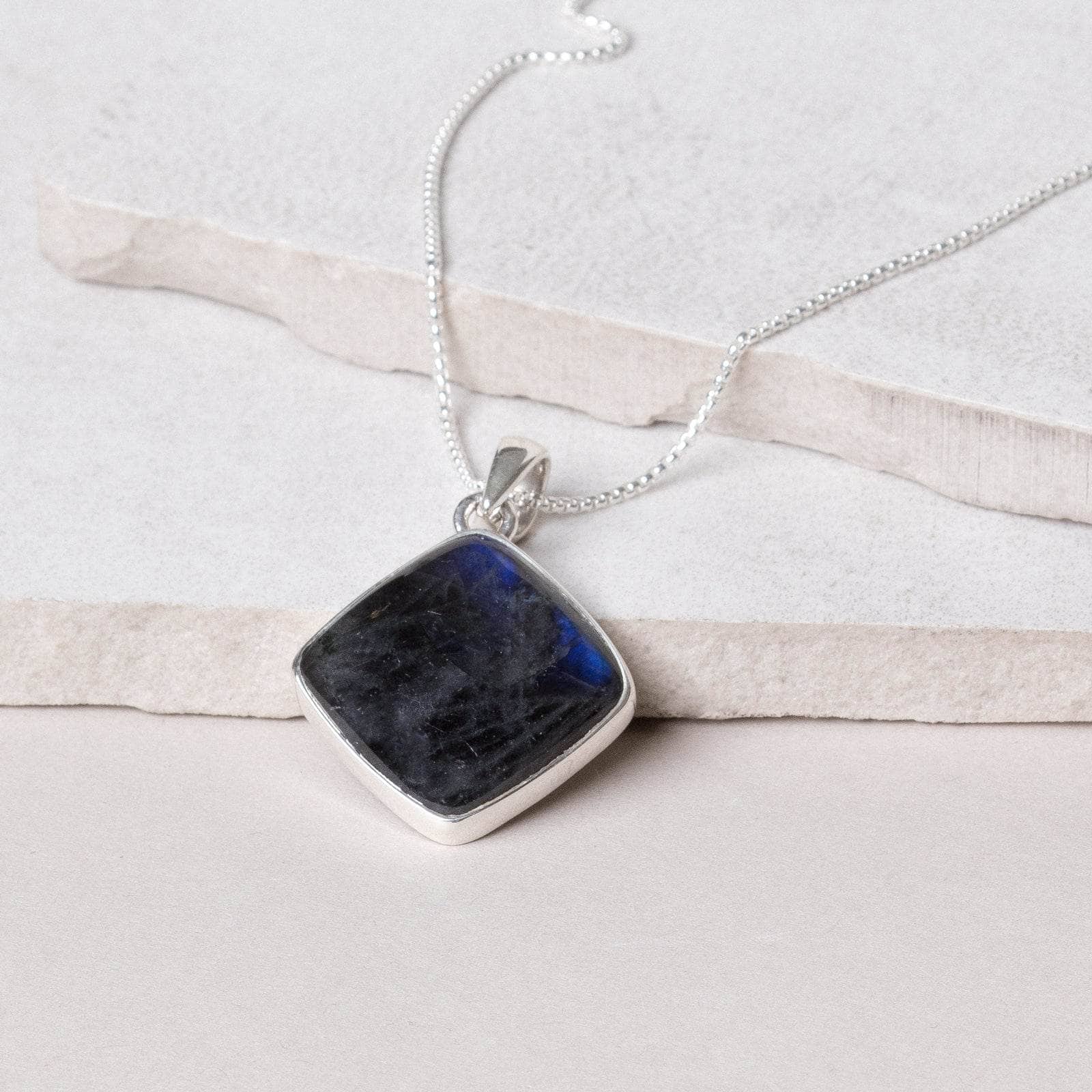 Labradorite Diamond Pendant Necklace - 1 of a Kind