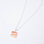 Carnelian Banded Agate Square Pendant Necklace - 1 of a Kind