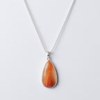 Carnelian Banded Agate Teardrop Pendant Necklace