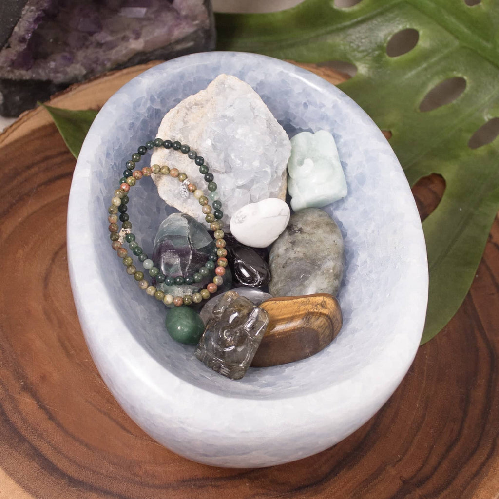 Blue Calcite Freeform Crystal Bowls - 1 of a Kind