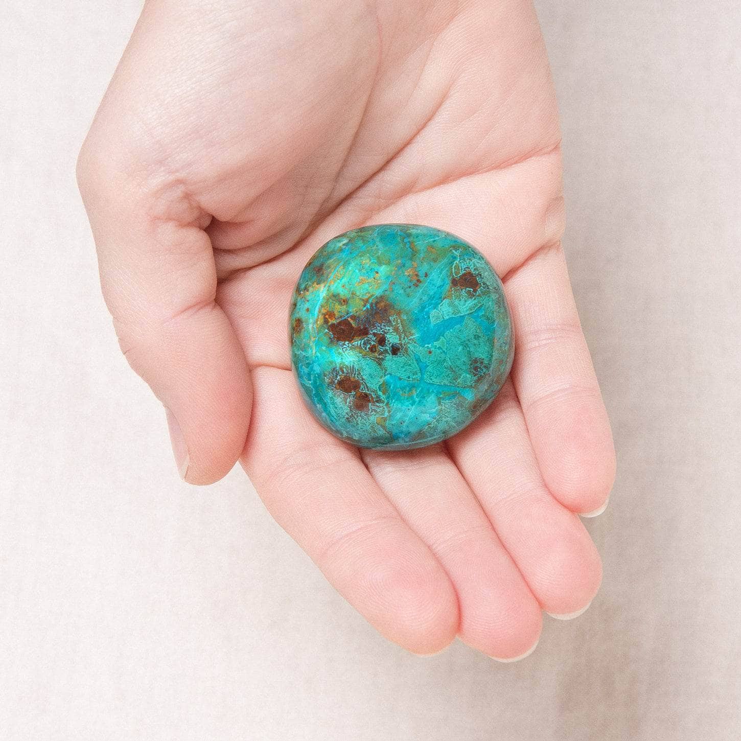 Peruvian Chrysocolla Palm Stone