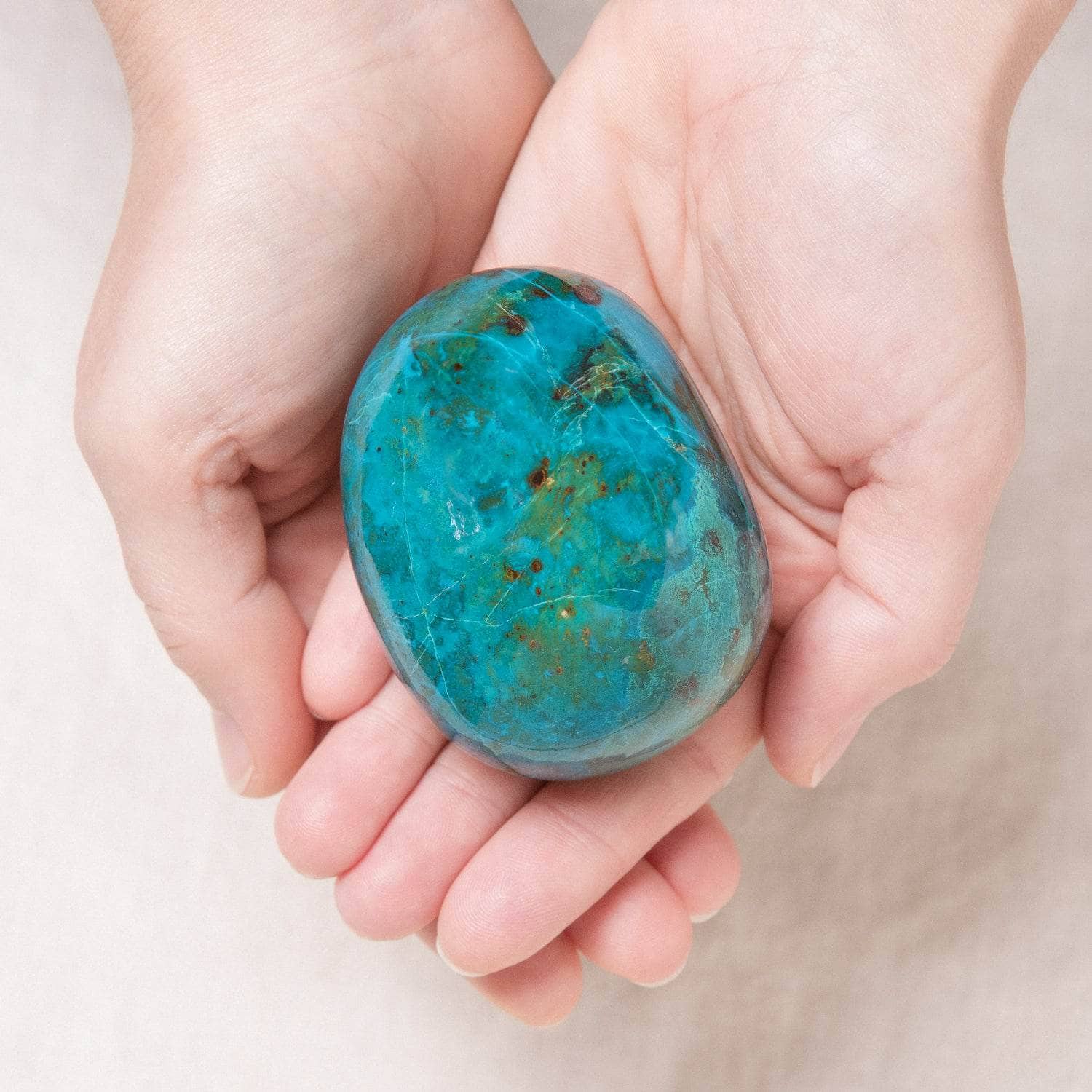 Peruvian Chrysocolla Palm Stone