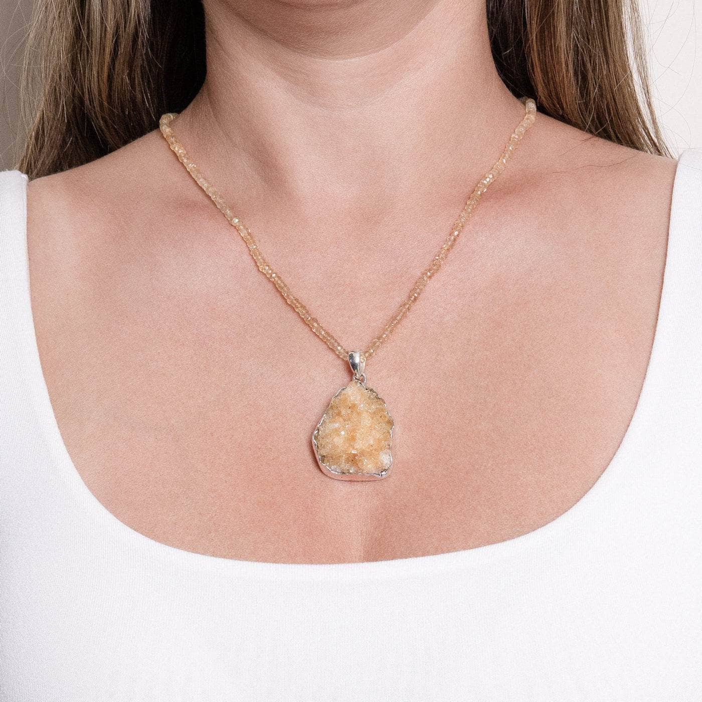Citrine Druzy Pendant Necklace