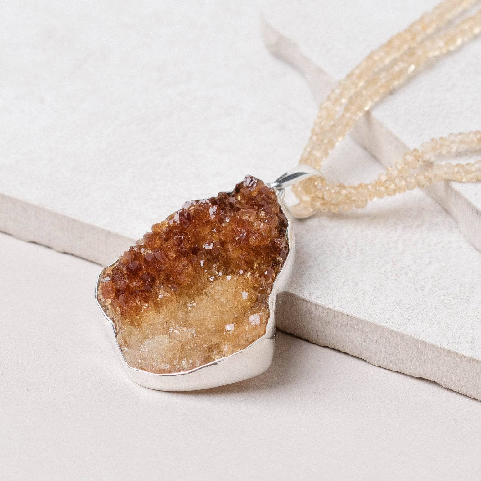 Citrine Druzy Pendant Necklace