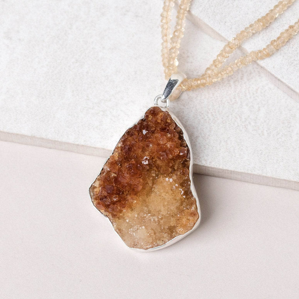 Citrine Druzy Pendant Necklace