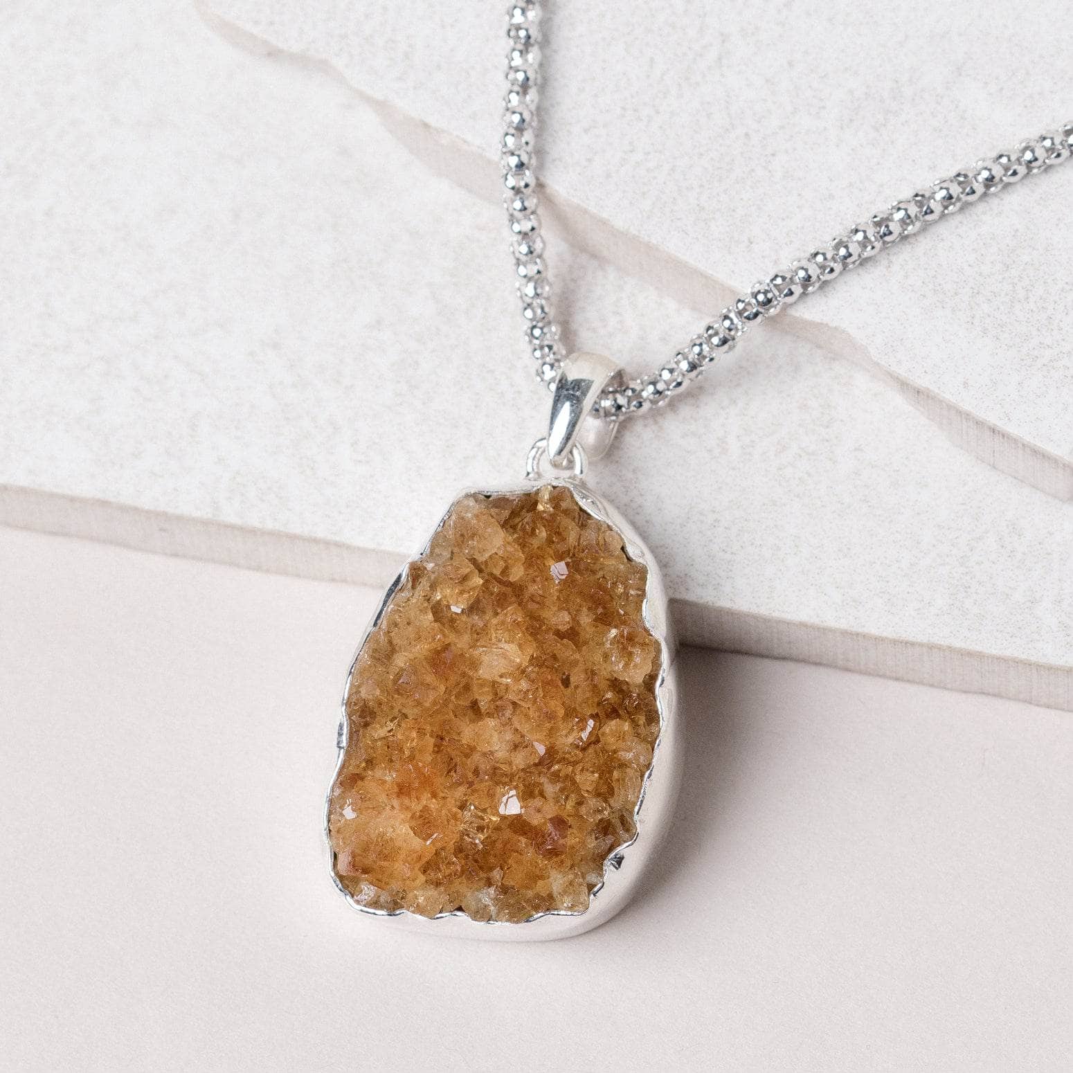 Citrine Druzy Pendant Necklace