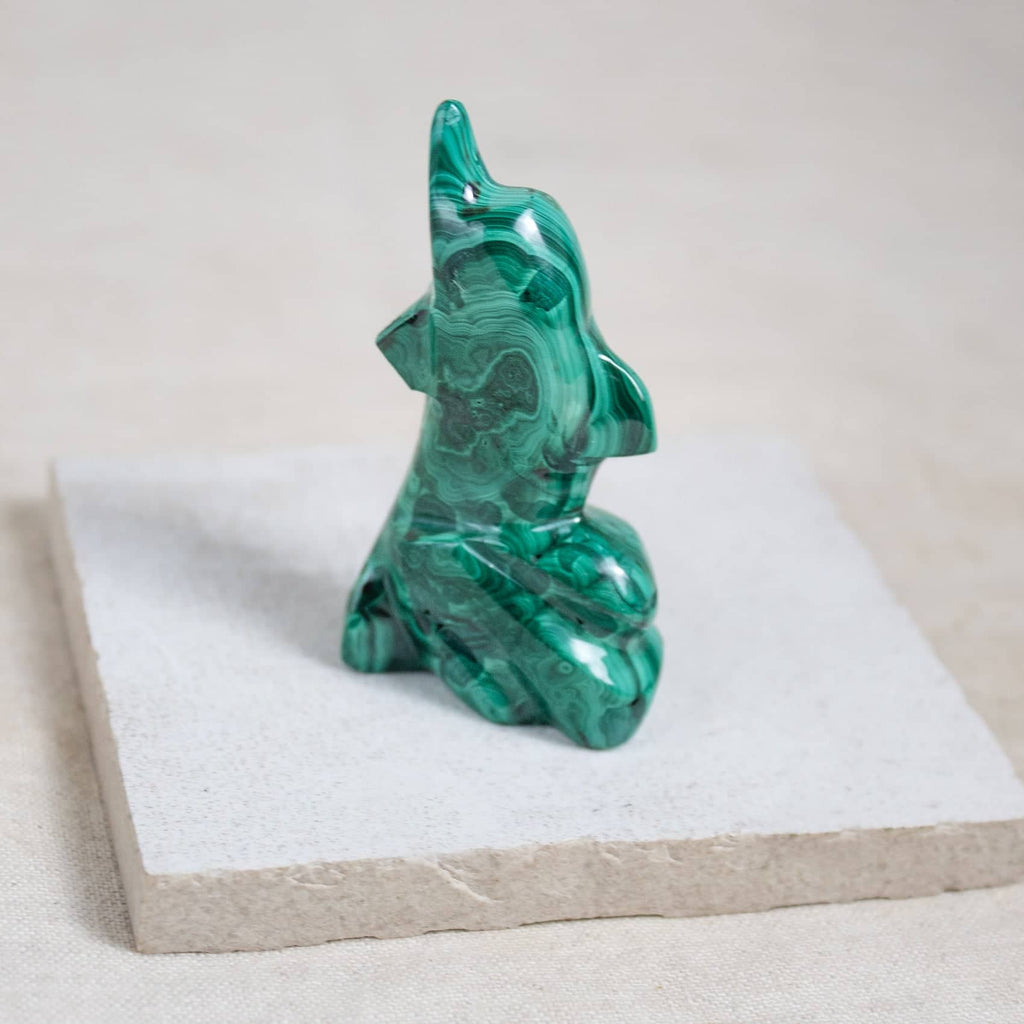 Malachite Dolphin - Hand Carved - 1 of a Kind