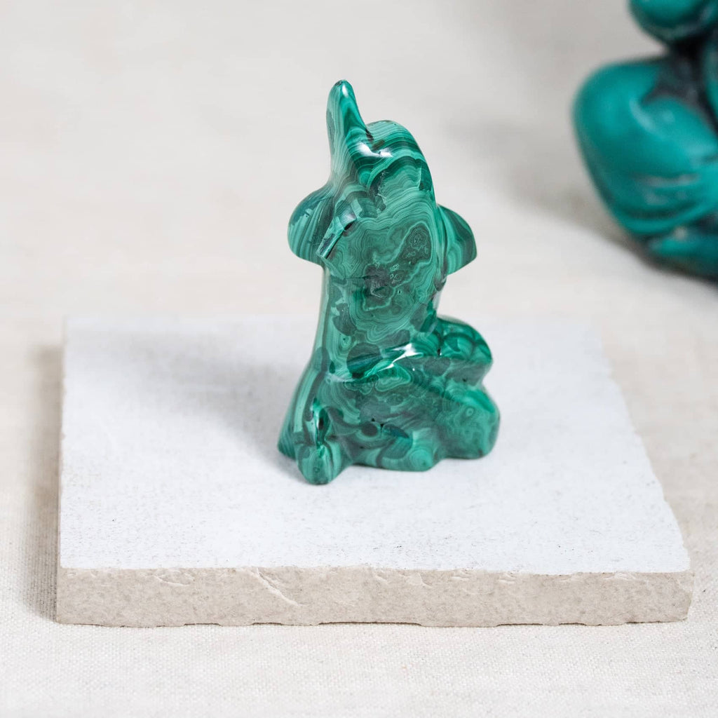 Malachite Dolphin - Hand Carved - 1 of a Kind