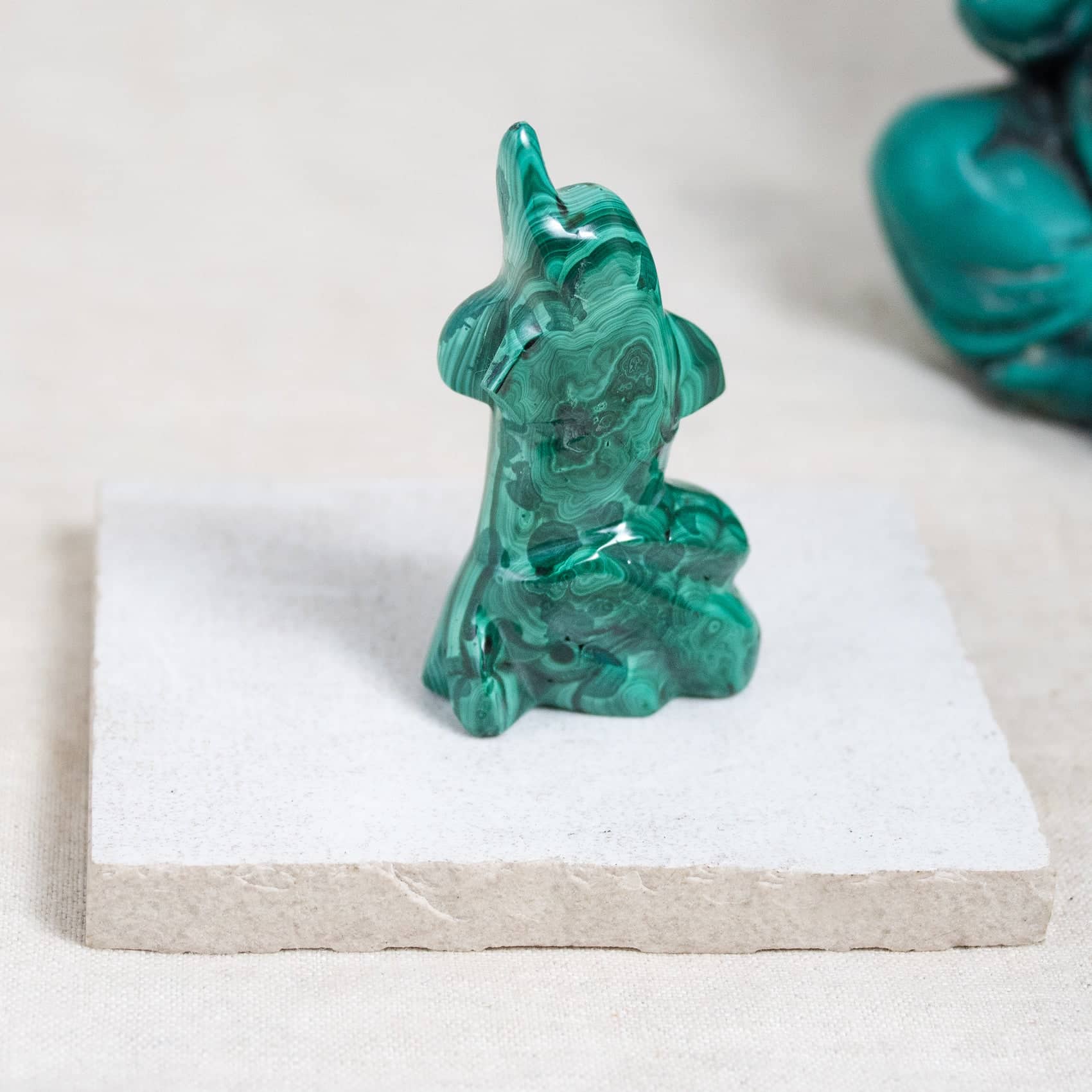 Malachite Dolphin - Hand Carved - 1 of a Kind
