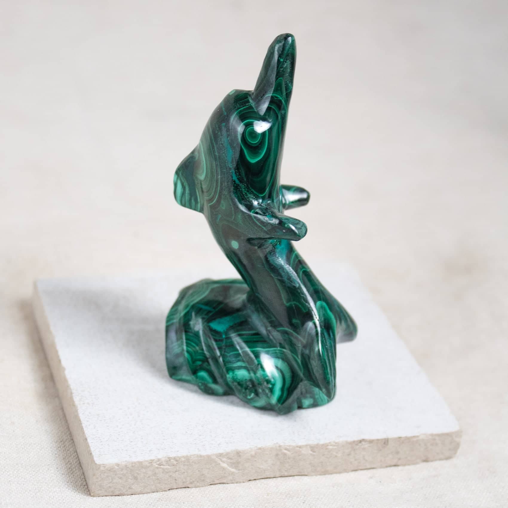 Malachite Dolphin - Hand Carved - 1 of a Kind